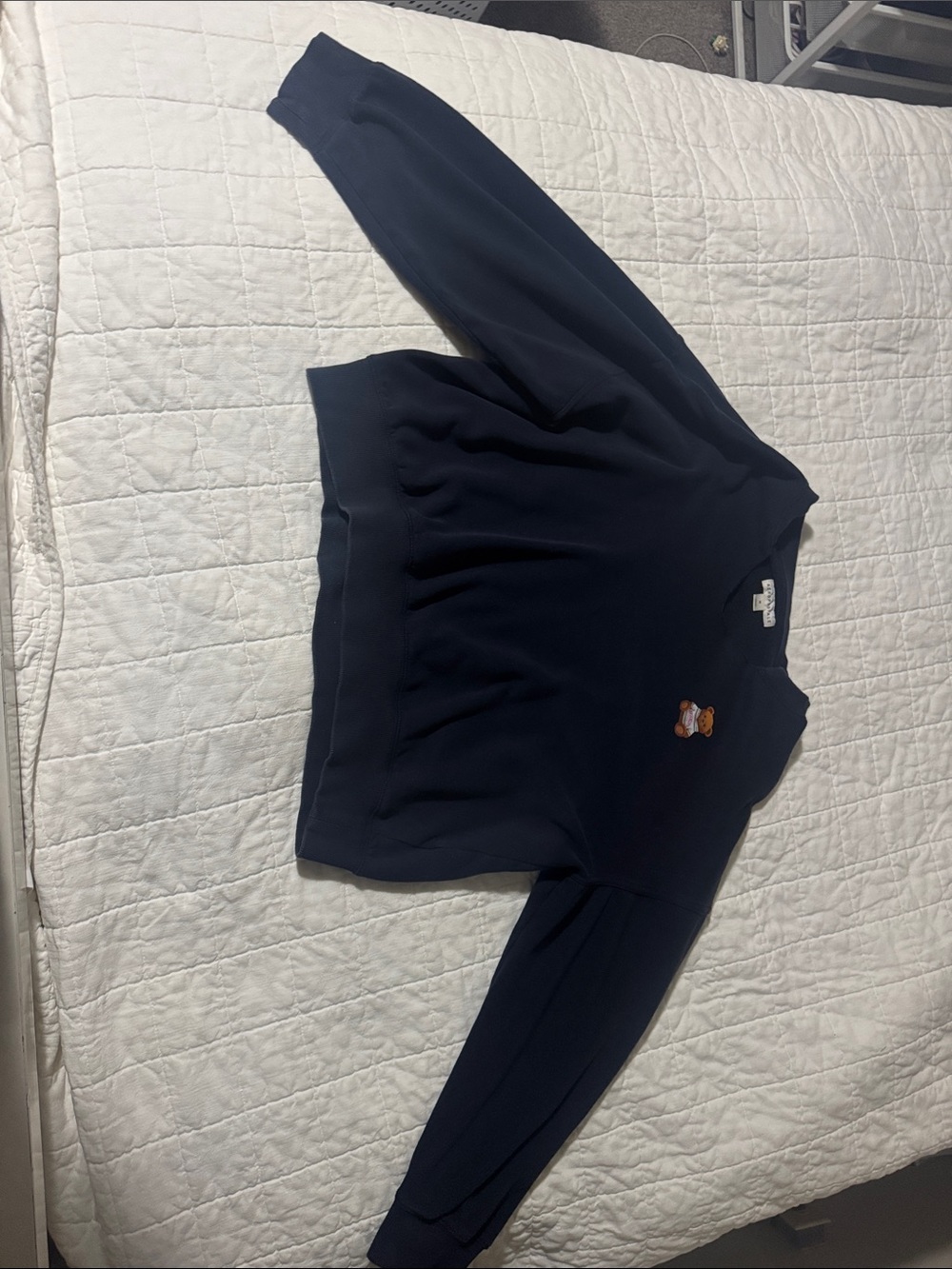 Aeropostale Navy Crewneck Sweater with Small Embroidered Bear
